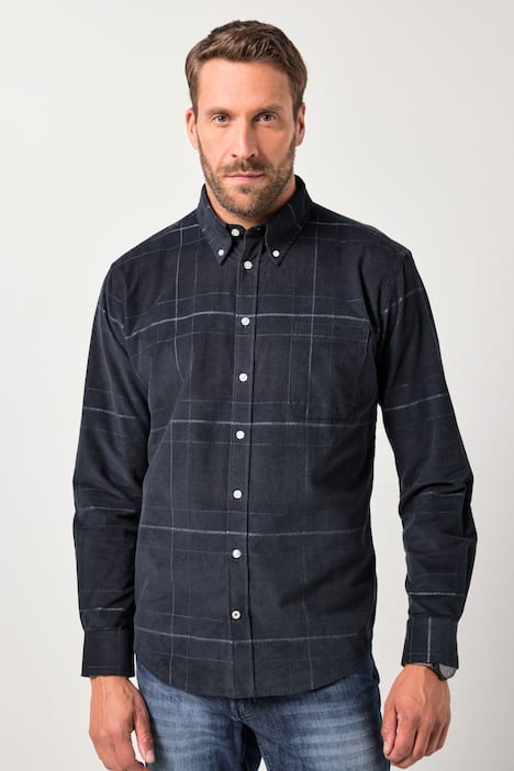 JP 1880 Cord-Karohemd, Langarm, Buttondown-Kragen, Modern Fit, bis 8 XL