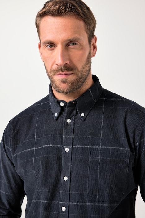 JP 1880 Cord-Karohemd, Langarm, Buttondown-Kragen, Modern Fit, bis 8 XL