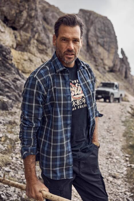 JP1880 ruitenshirt, lange mouwen, kentkraag, Modern-Fit, tot 8XL
