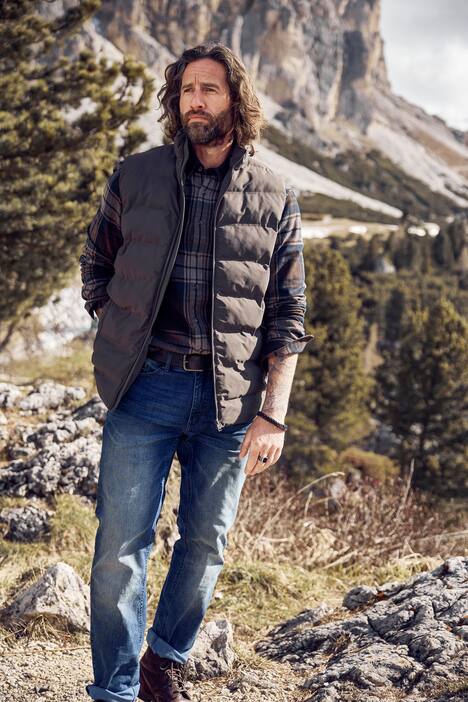 Chemise JP 1880 en flanelle à carreaux, manches longues, col à pointes boutonnées (boutons invisibles), coupe Modern Fit - jusqu'au 8 