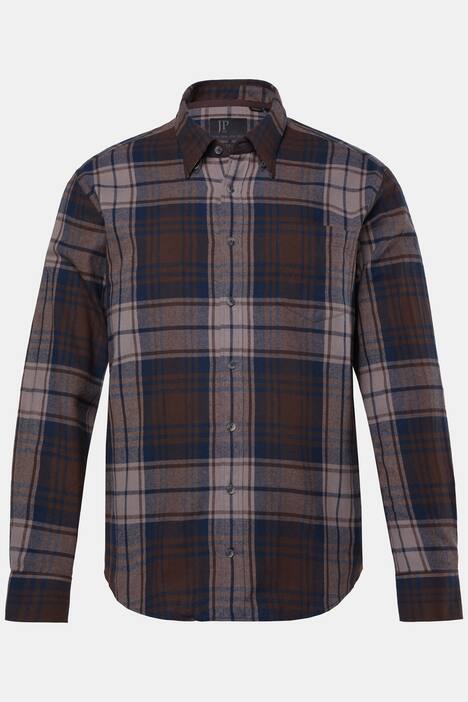 JP1880 geruit flanellen overhemd, lange mouwen, verborgen buttondown-kraag, Modern-Fit, tot 8XL
