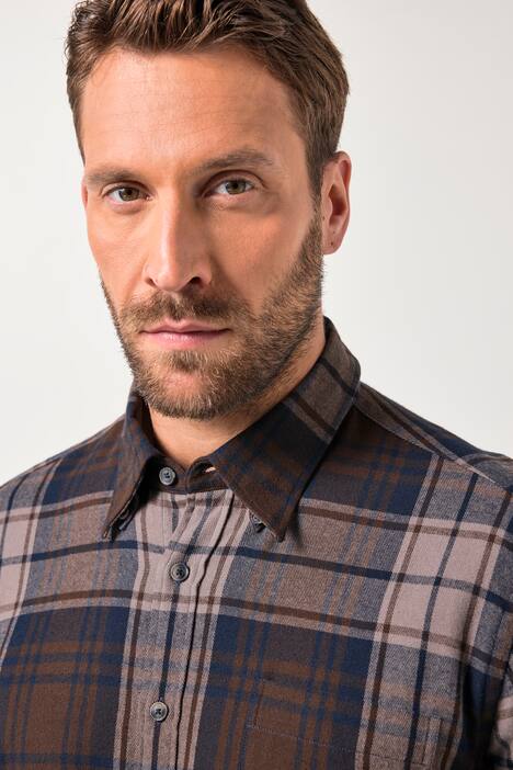 JP1880 geruit flanellen overhemd, lange mouwen, verborgen buttondown-kraag, Modern-Fit, tot 8XL
