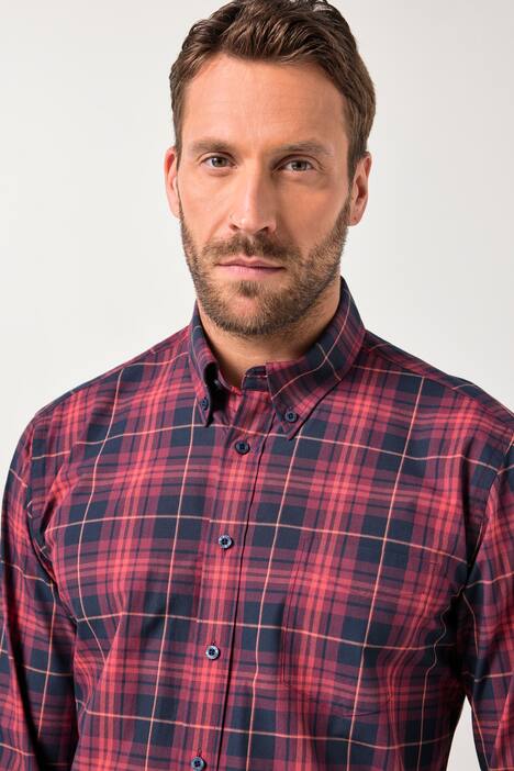 JP1880 geruit overhemd, lange mouwen, buttondown-kraag, Modern-Fit, tot 8XL