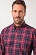Chemise à carreaux JP 1880, manches longues et col à pointes boutonnée, coupe Modern Fit - jusqu'au 8 XL