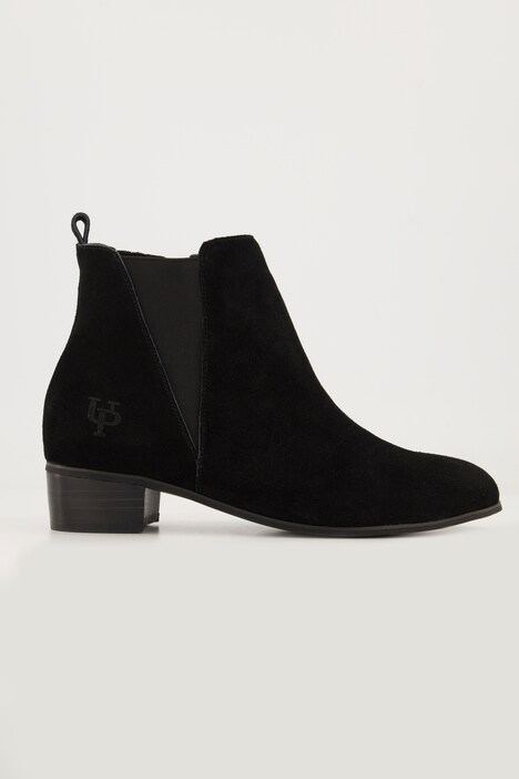 Leder-Stiefeletten, Veloursleder, Elastikeinsatz, Weite H
