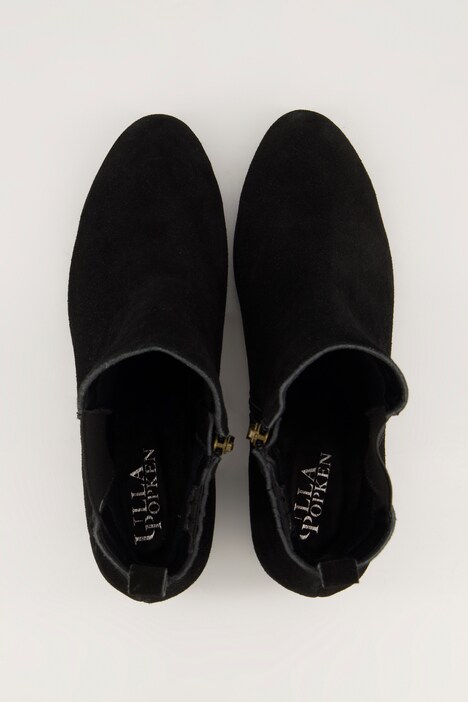 Leder-Stiefeletten, Veloursleder, Elastikeinsatz, Weite H