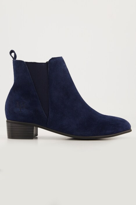 Leder-Stiefeletten, Veloursleder, Elastikeinsatz, Weite H