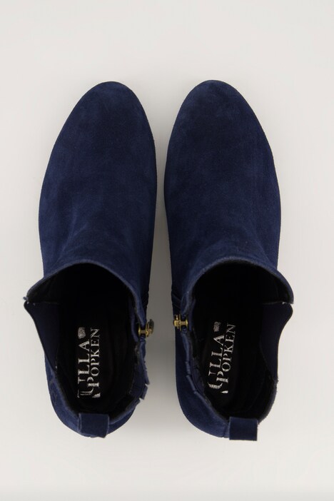 Leder-Stiefeletten, Veloursleder, Elastikeinsatz, Weite H