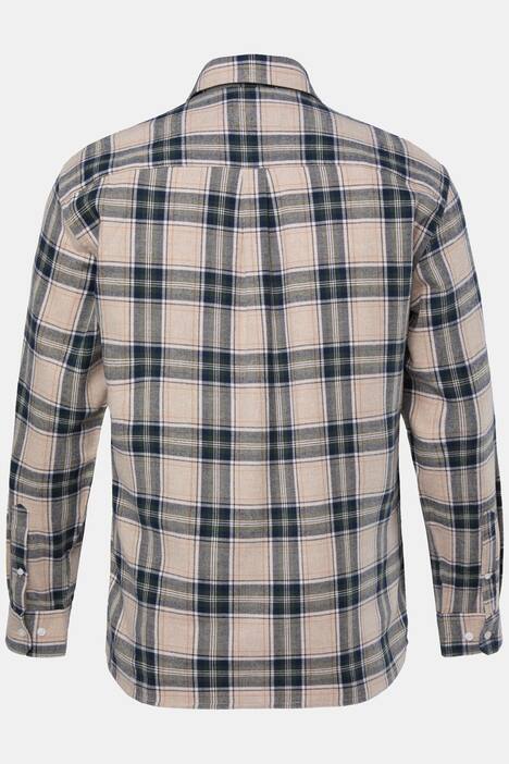 Camisa de franela con cuadros JP1880, manga larga, cuello abotonado, ajuste moderno, hasta la talla 8 XL