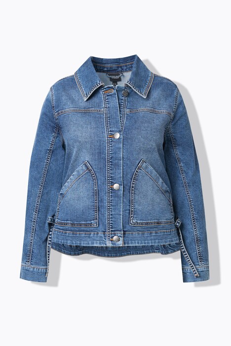 Denim jasje, rugprint, oversized, overhemdkraag