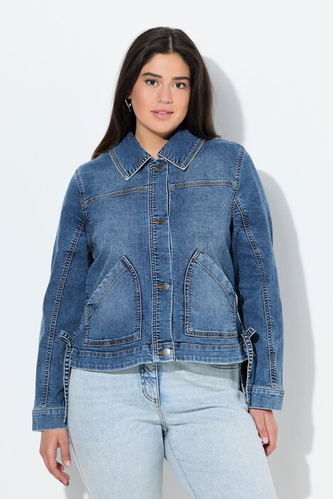 Denim jasje, rugprint, oversized, overhemdkraag