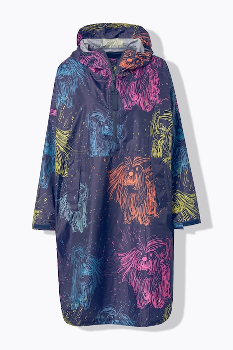 Functionele regencape, unisex, print, capuchon