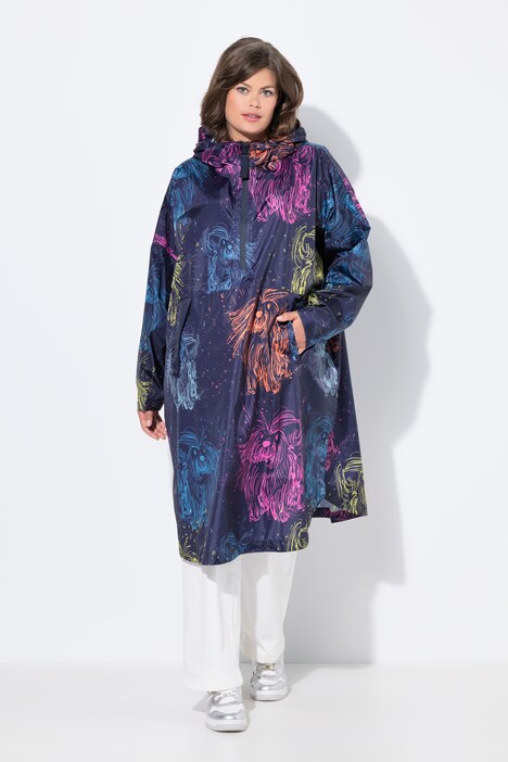 Functionele regencape, unisex, print, capuchon