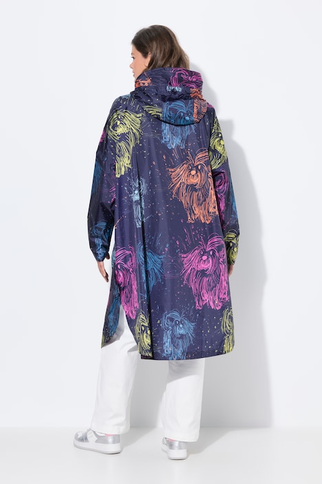 Functionele regencape, unisex, print, capuchon