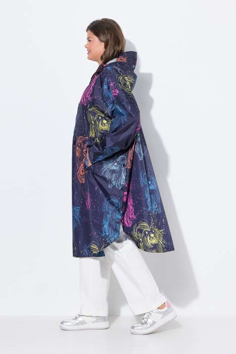 Functionele regencape, unisex, print, capuchon
