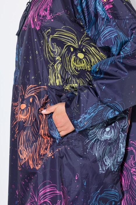 Functionele regencape, unisex, print, capuchon