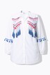 Shirt blouse, A-line, embroidered trims and fringes