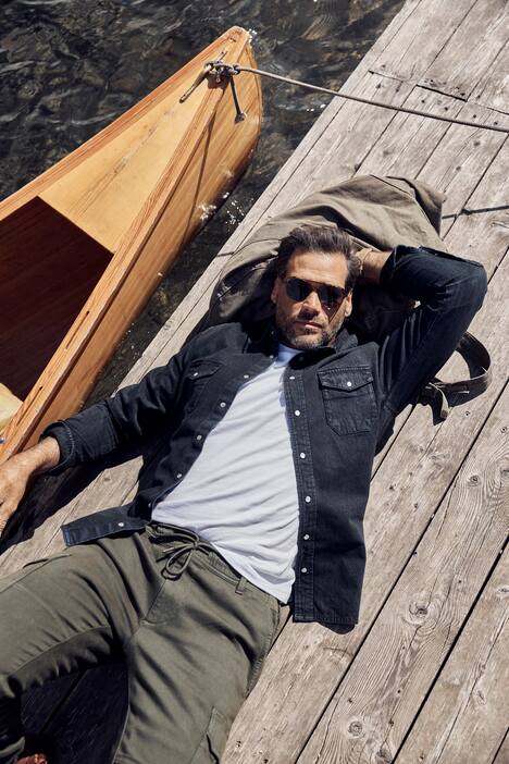 JP1880 Color-Jeanshemd FLEXNAMIC®, Langarm, Kentkragen, Modern Fit, bis 8 XL