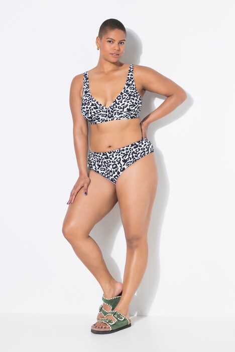 Slip del bikini a vita alta con design leopardato