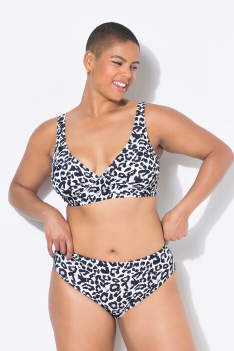 Slip del bikini a vita alta con design leopardato