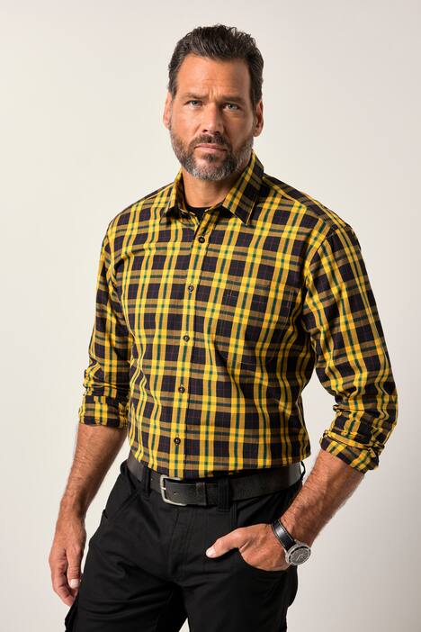 JP1880 ruitenshirt, lange mouwen, kentkraag, Modern-Fit, tot 8XL