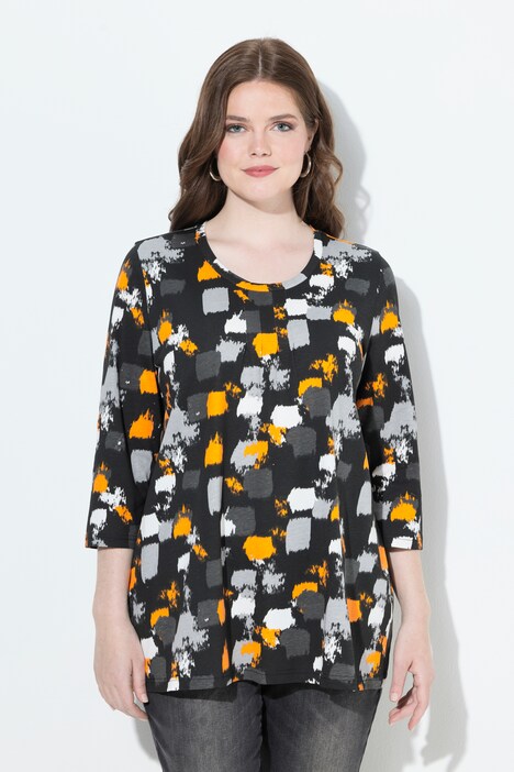 Shirt, grafische print, A-lijn, ronde hals, 3/4-mouw