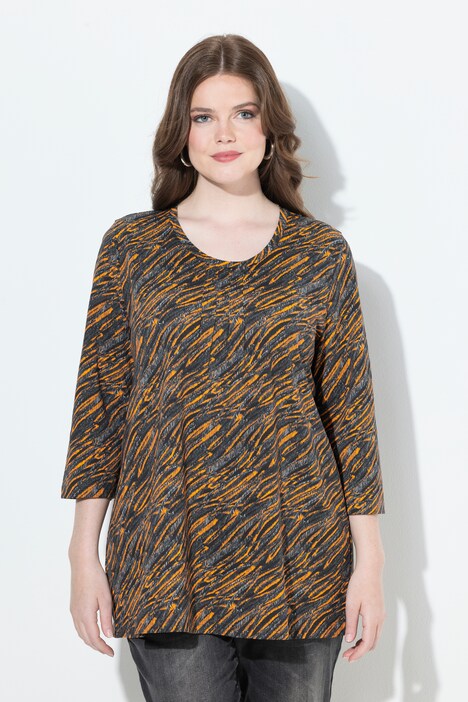 Shirt, grafische print, A-lijn, ronde hals, 3/4-mouw