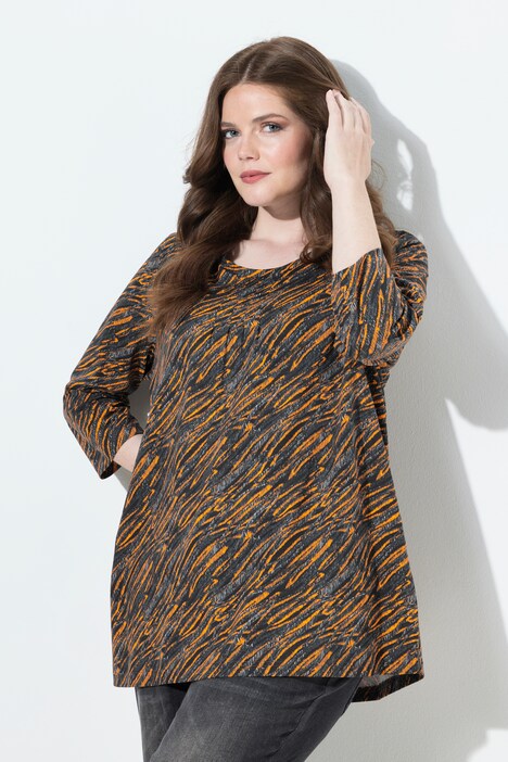 Shirt, grafische print, A-lijn, ronde hals, 3/4-mouw