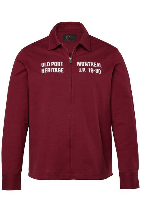 Mikina JP1880, dlouhé rukávy, Boxy střih, Kent límeček, zip, potisk na hrudi, do 8XL