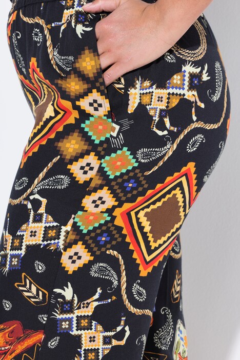 Pantalón, pierna recta y ancha, estampado del Oeste