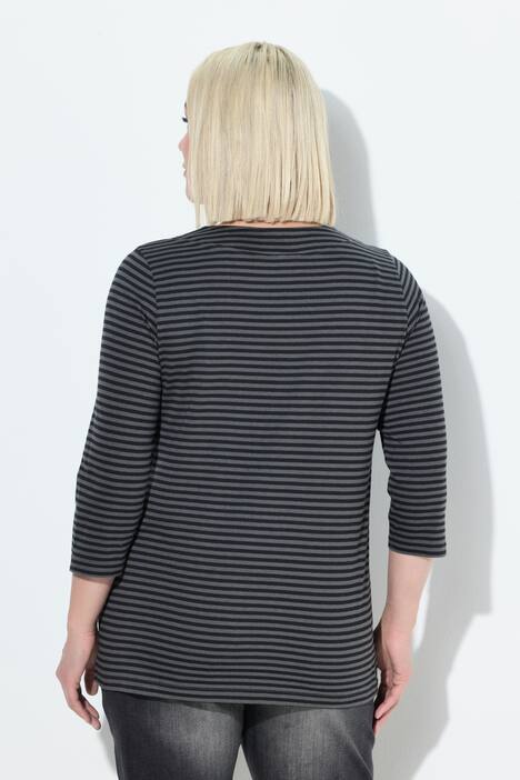 Shirt, strepen, A-lijn, opstaande kraag, 3/4-mouw