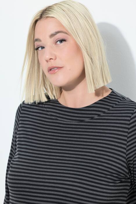 Shirt, strepen, A-lijn, opstaande kraag, 3/4-mouw