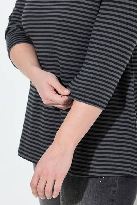 Shirt, strepen, A-lijn, opstaande kraag, 3/4-mouw