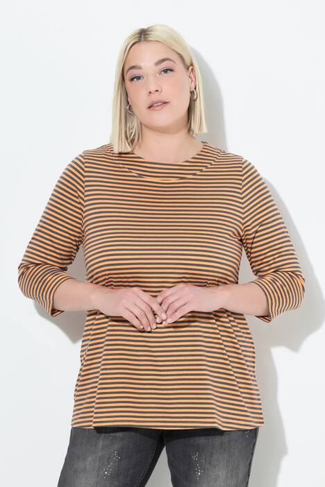 Shirt, strepen, A-lijn, opstaande kraag, 3/4-mouw