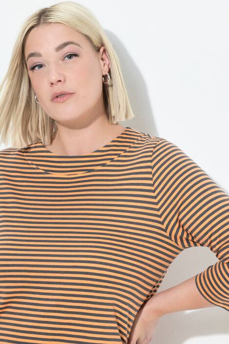 Shirt, strepen, A-lijn, opstaande kraag, 3/4-mouw