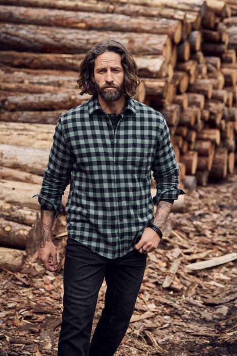 Chemise JP 1880 en flanelle à carreaux, manches longues et col Kent, coupe Modern Fit - jusqu'au 8 