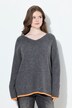Maglione con orli colorati, scollo a V e maniche lunghe