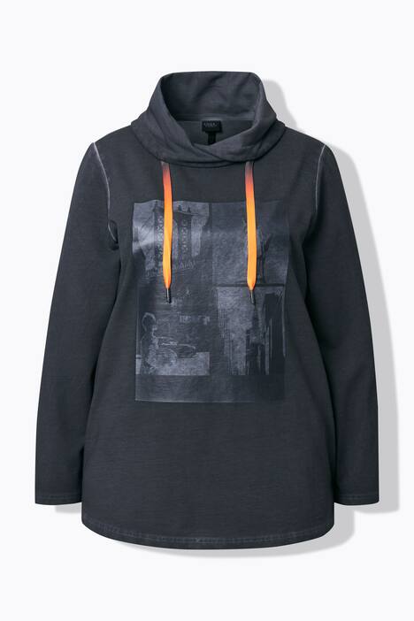 Sweatshirt, New York, opstaande kraag, lange mouw, cold dyed