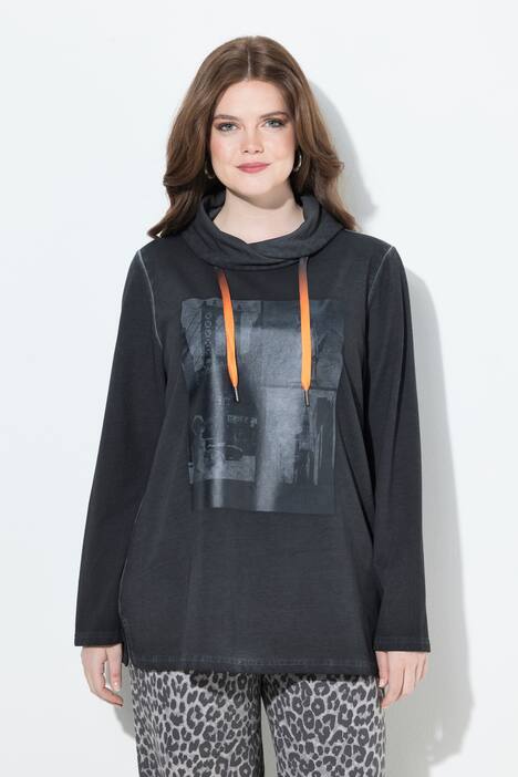 Sweatshirt, New York, opstaande kraag, lange mouw, cold dyed