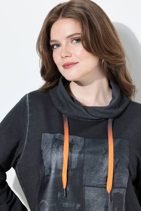 Sweatshirt, New York, opstaande kraag, lange mouw, cold dyed