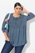 Bluse, A-Linie, Smok-Einsatz, farbiges Minimalmuster