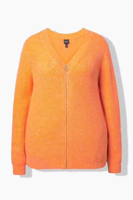 Strickjacke, Patentstrick, V-Ausschnitt, Langarm, Wollanteil
