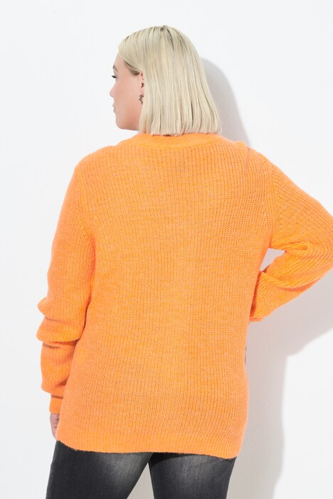 Strickjacke, Patentstrick, V-Ausschnitt, Langarm, Wollanteil
