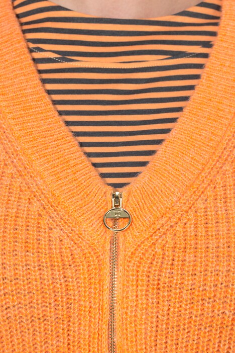 Strickjacke, Patentstrick, V-Ausschnitt, Langarm, Wollanteil