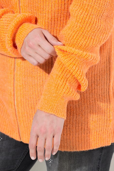 Strickjacke, Patentstrick, V-Ausschnitt, Langarm, Wollanteil