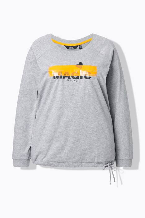 Skjorte, kantbånd, boxy, rund hals, lange ermer