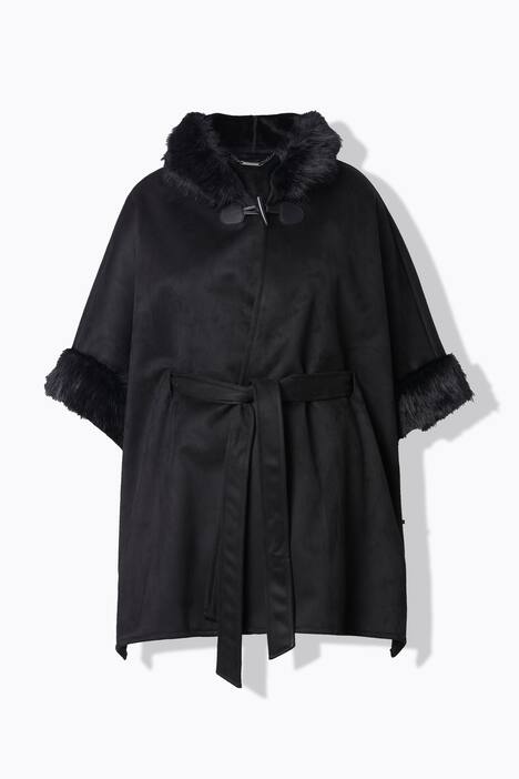 Giacca a poncho dal taglio oversize con dettagli di pelliccia sintetica