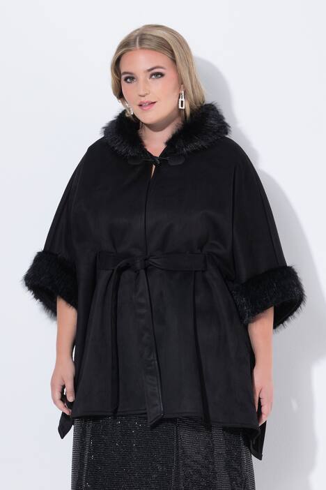 Giacca a poncho dal taglio oversize con dettagli di pelliccia sintetica