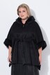 Ponchojakke, oversized, Detaljer i kunstpels