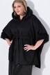 Ponchojakke, oversized, Detaljer i kunstpels